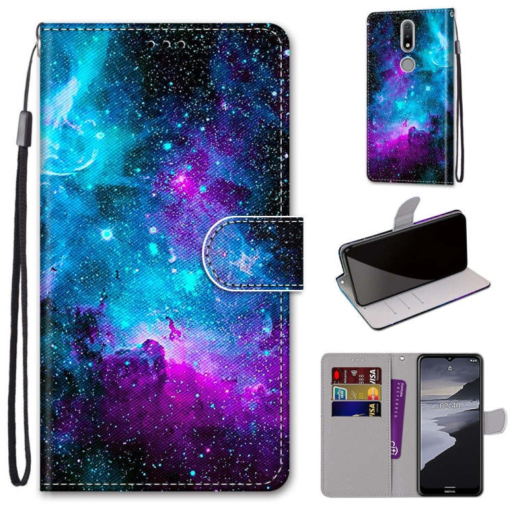 Coloured Drawing Cross Texture Horizontal Flip PU Leather Case with Holder & Card Slots & Wallet & Lanyard, For Nokia 2.4