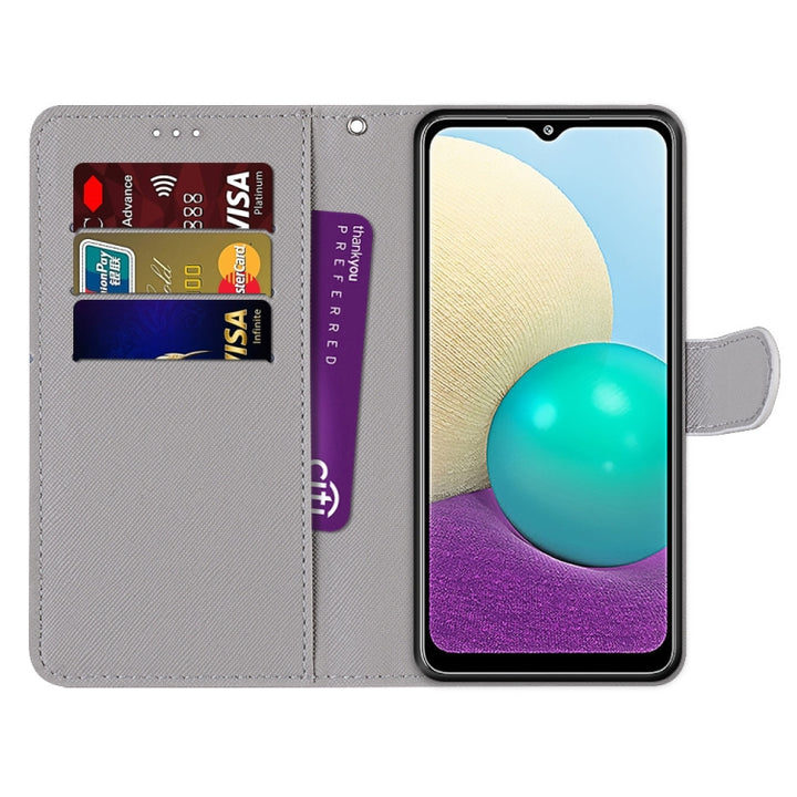 Coloured Drawing Cross Texture Horizontal Flip PU Leather Case with Holder & Card Slots & Wallet & Lanyard, For Samsung Galaxy A02 / M02