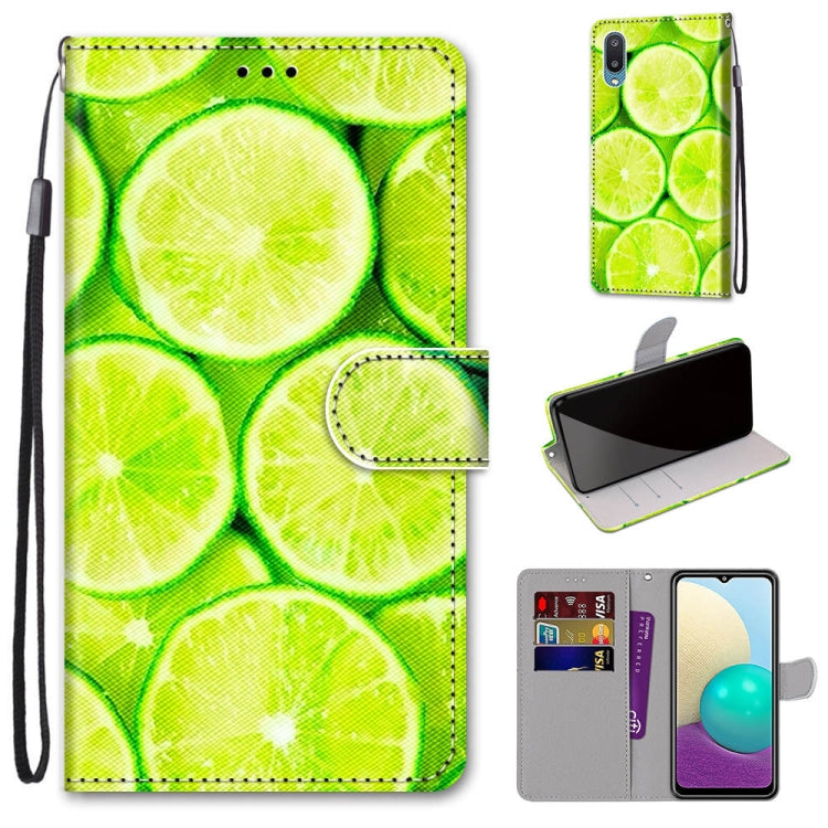 Coloured Drawing Cross Texture Horizontal Flip PU Leather Case with Holder & Card Slots & Wallet & Lanyard, For Samsung Galaxy A02 / M02