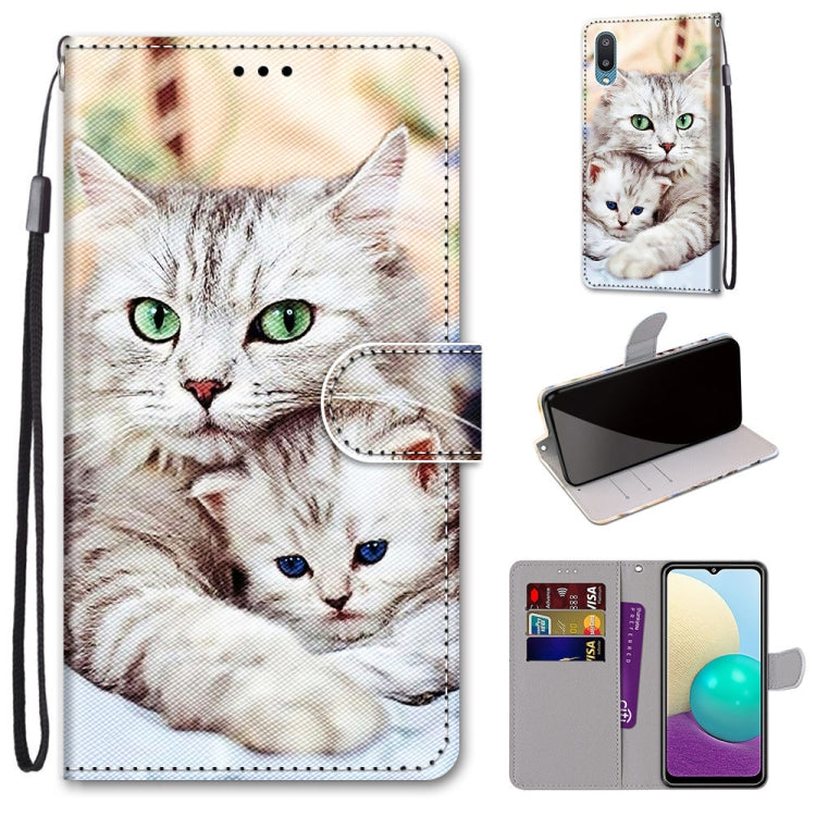 Coloured Drawing Cross Texture Horizontal Flip PU Leather Case with Holder & Card Slots & Wallet & Lanyard, For Samsung Galaxy A02 / M02