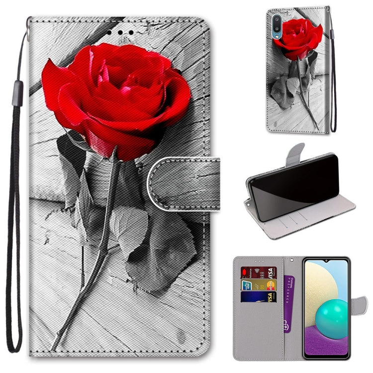 Coloured Drawing Cross Texture Horizontal Flip PU Leather Case with Holder & Card Slots & Wallet & Lanyard, For Samsung Galaxy A02 / M02