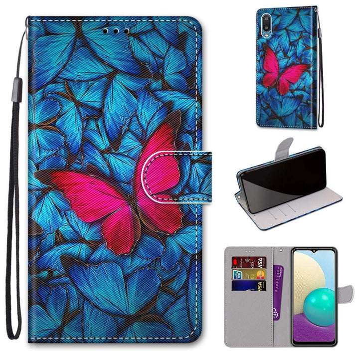 Coloured Drawing Cross Texture Horizontal Flip PU Leather Case with Holder & Card Slots & Wallet & Lanyard, For Samsung Galaxy A02 / M02