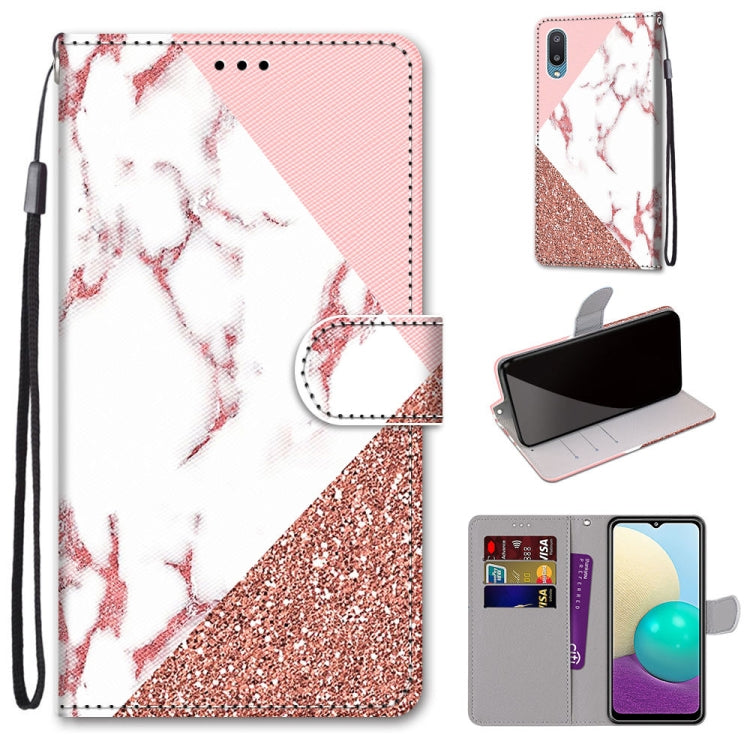 Coloured Drawing Cross Texture Horizontal Flip PU Leather Case with Holder & Card Slots & Wallet & Lanyard, For Samsung Galaxy A02 / M02