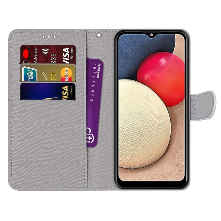 Coloured Drawing Cross Texture Horizontal Flip PU Leather Case with Holder & Card Slots & Wallet & Lanyard, For Samsung Galaxy A02s / M02s