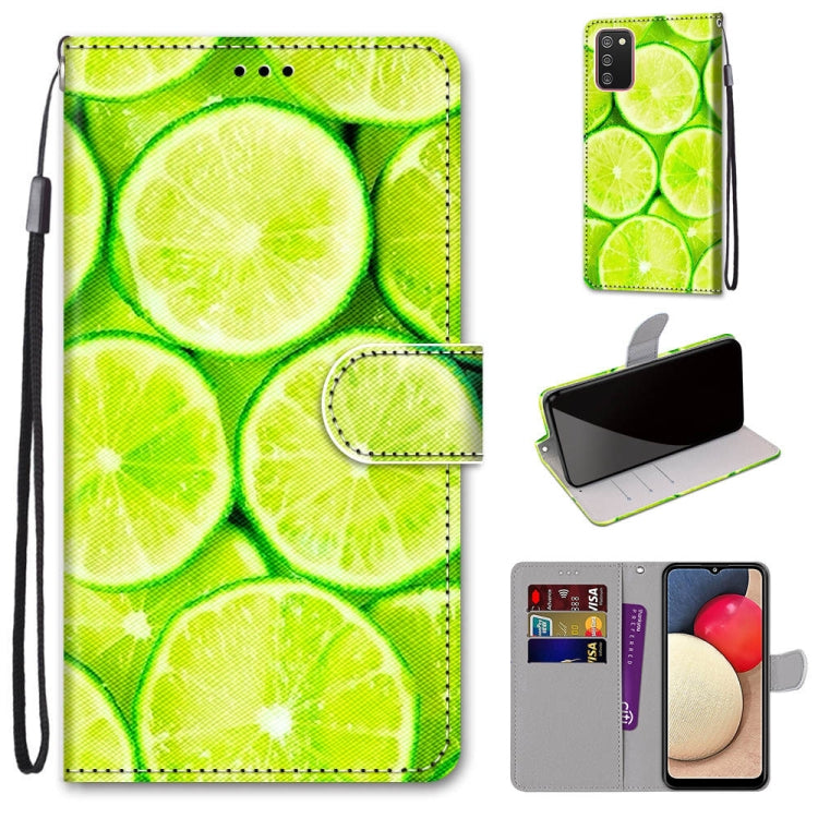 Coloured Drawing Cross Texture Horizontal Flip PU Leather Case with Holder & Card Slots & Wallet & Lanyard, For Samsung Galaxy A02s / M02s