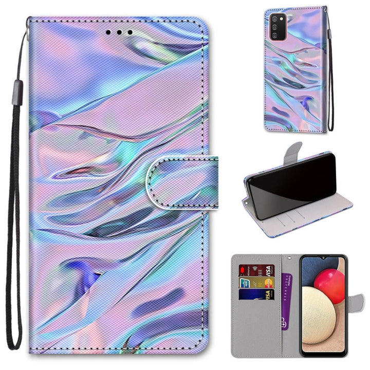 Coloured Drawing Cross Texture Horizontal Flip PU Leather Case with Holder & Card Slots & Wallet & Lanyard, For Samsung Galaxy A02s / M02s