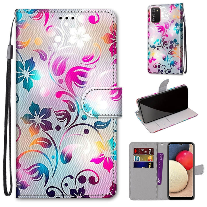 Coloured Drawing Cross Texture Horizontal Flip PU Leather Case with Holder & Card Slots & Wallet & Lanyard, For Samsung Galaxy A02s / M02s