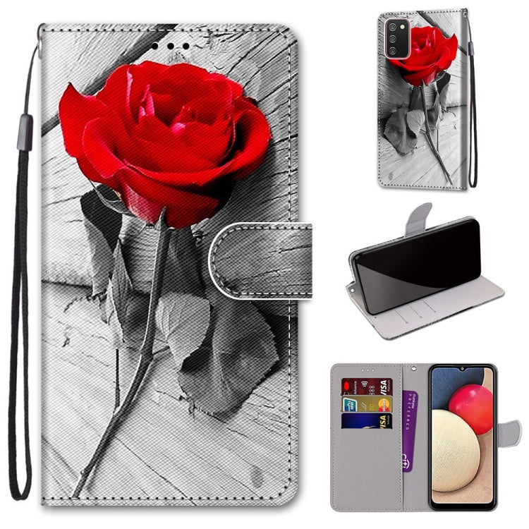 Coloured Drawing Cross Texture Horizontal Flip PU Leather Case with Holder & Card Slots & Wallet & Lanyard, For Samsung Galaxy A02s / M02s