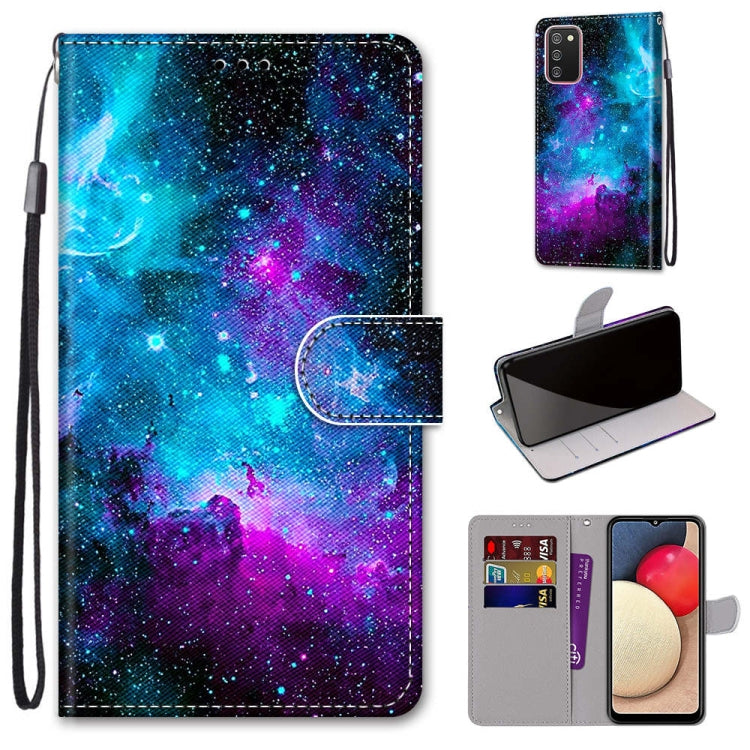 Coloured Drawing Cross Texture Horizontal Flip PU Leather Case with Holder & Card Slots & Wallet & Lanyard, For Samsung Galaxy A02s / M02s