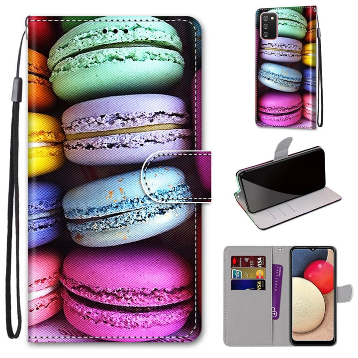 Coloured Drawing Cross Texture Horizontal Flip PU Leather Case with Holder & Card Slots & Wallet & Lanyard, For Samsung Galaxy A02s / M02s