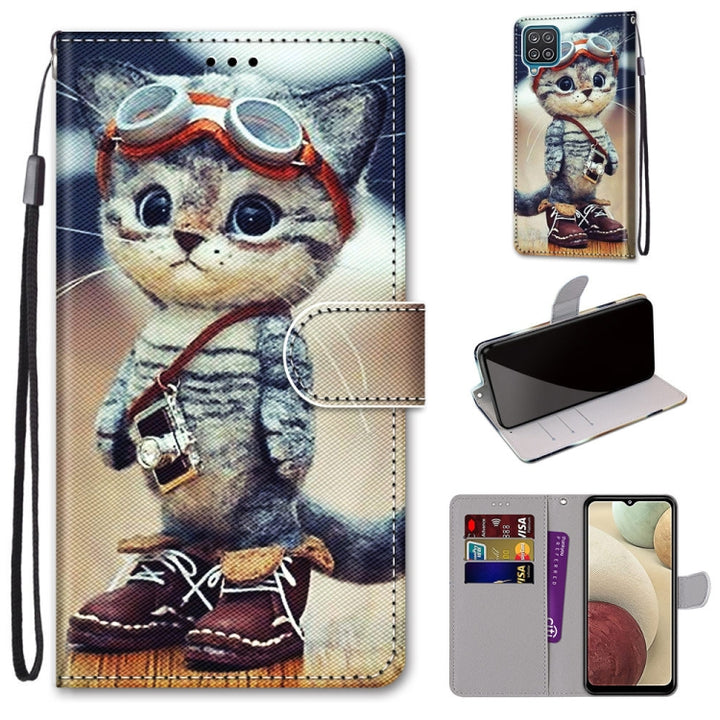 Coloured Drawing Cross Texture Horizontal Flip PU Leather Case with Holder & Card Slots & Wallet & Lanyard, For Samsung Galaxy A12 / M12