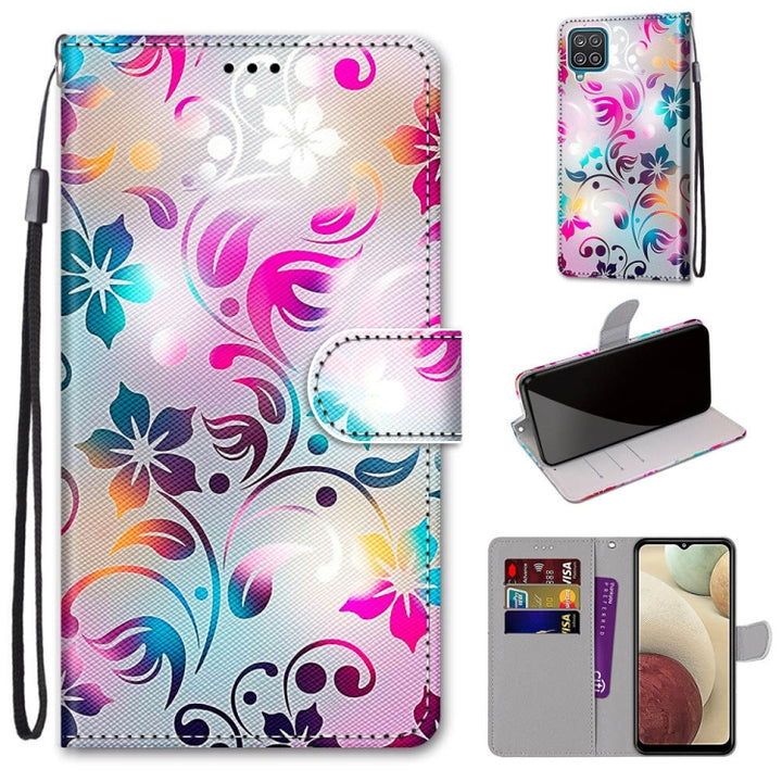 Coloured Drawing Cross Texture Horizontal Flip PU Leather Case with Holder & Card Slots & Wallet & Lanyard, For Samsung Galaxy A12 / M12