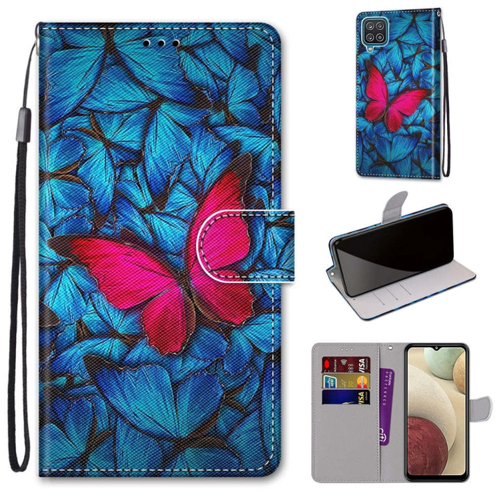 Coloured Drawing Cross Texture Horizontal Flip PU Leather Case with Holder & Card Slots & Wallet & Lanyard, For Samsung Galaxy A12 / M12