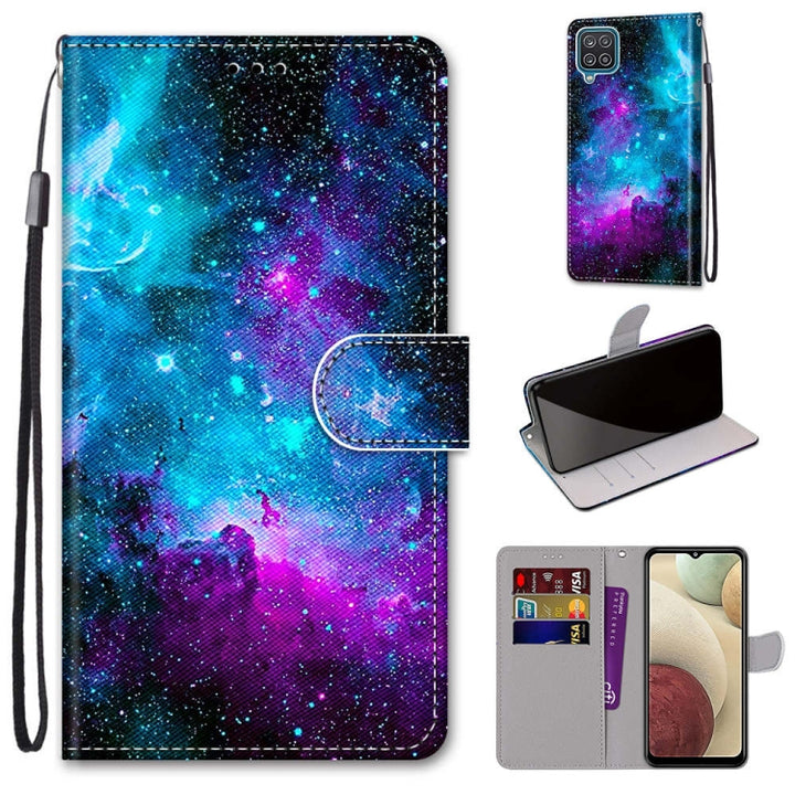 Coloured Drawing Cross Texture Horizontal Flip PU Leather Case with Holder & Card Slots & Wallet & Lanyard, For Samsung Galaxy A12 / M12