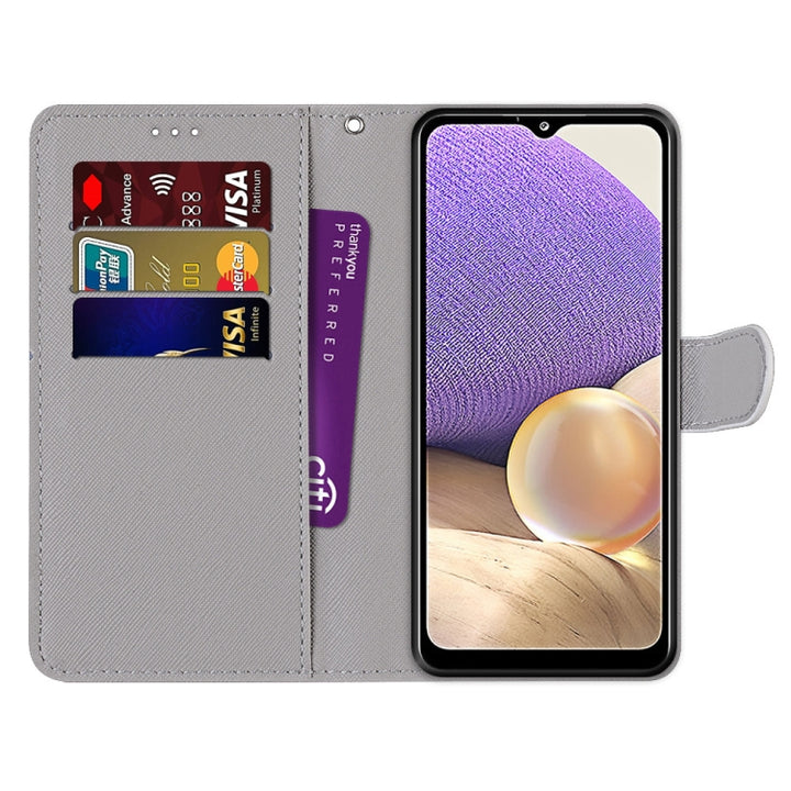 Coloured Drawing Cross Texture Horizontal Flip PU Leather Case with Holder & Card Slots & Wallet & Lanyard, For Samsung Galaxy A32 5G