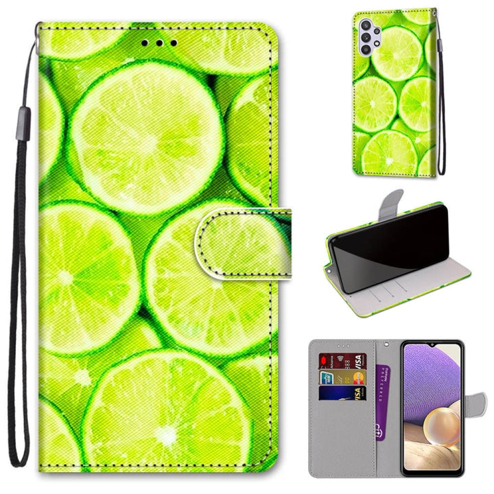 Coloured Drawing Cross Texture Horizontal Flip PU Leather Case with Holder & Card Slots & Wallet & Lanyard, For Samsung Galaxy A32 5G