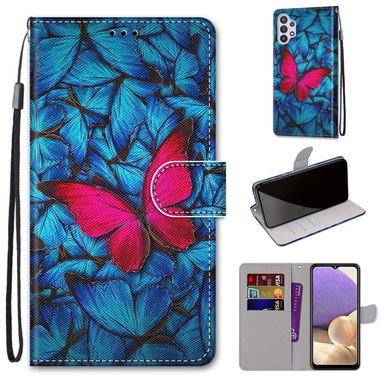 Coloured Drawing Cross Texture Horizontal Flip PU Leather Case with Holder & Card Slots & Wallet & Lanyard, For Samsung Galaxy A32 5G