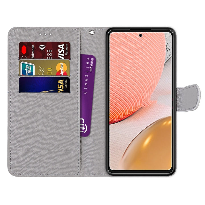 Coloured Drawing Cross Texture Horizontal Flip PU Leather Case with Holder & Card Slots & Wallet & Lanyard, For Samsung Galaxy A72 5G / 4G