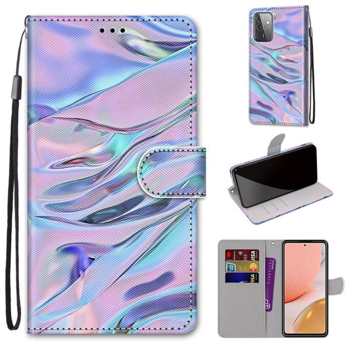 Coloured Drawing Cross Texture Horizontal Flip PU Leather Case with Holder & Card Slots & Wallet & Lanyard, For Samsung Galaxy A72 5G / 4G