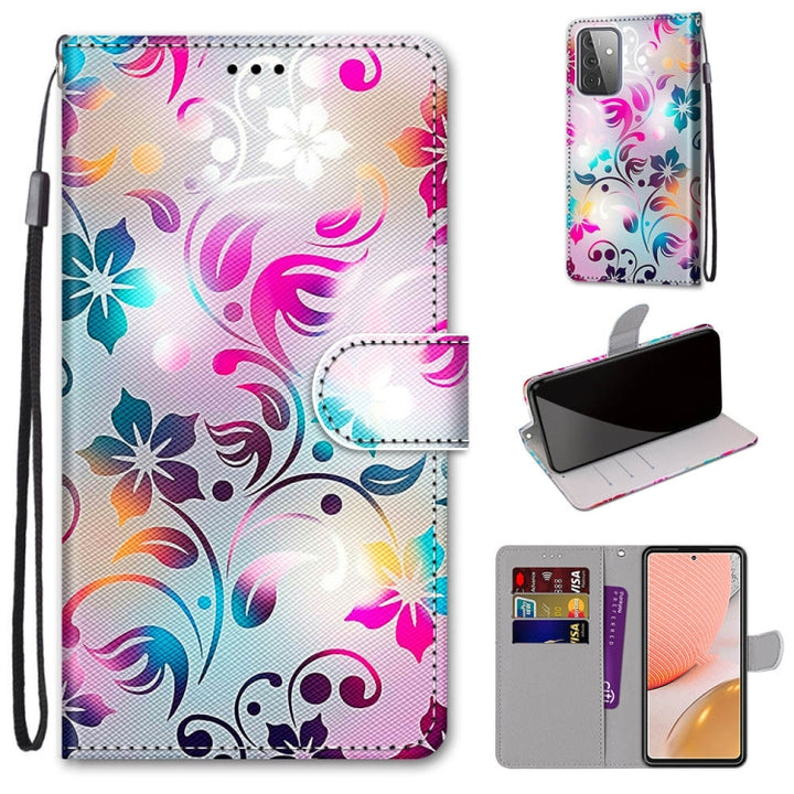 Coloured Drawing Cross Texture Horizontal Flip PU Leather Case with Holder & Card Slots & Wallet & Lanyard, For Samsung Galaxy A72 5G / 4G