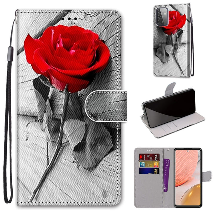 Coloured Drawing Cross Texture Horizontal Flip PU Leather Case with Holder & Card Slots & Wallet & Lanyard, For Samsung Galaxy A72 5G / 4G