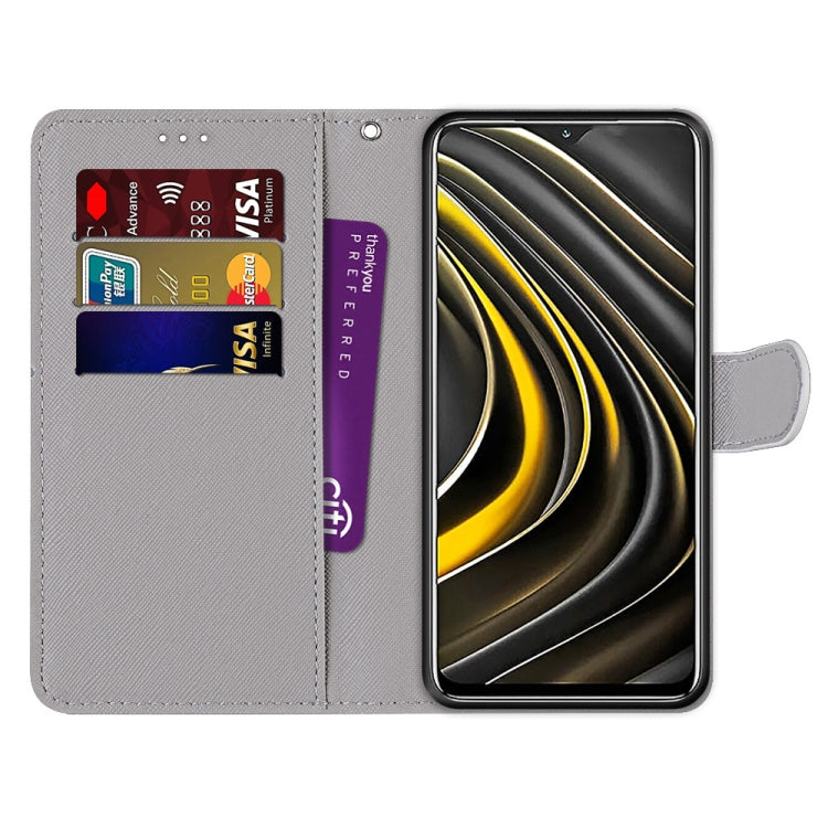 Coloured Drawing Cross Texture Horizontal Flip PU Leather Case with Holder & Card Slots & Wallet & Lanyard, For Xiaomi Poco M3