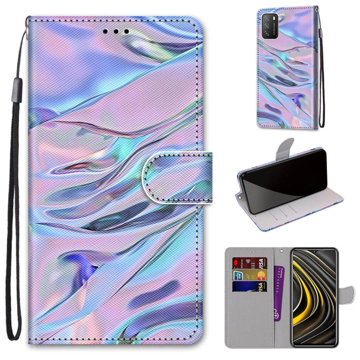 Coloured Drawing Cross Texture Horizontal Flip PU Leather Case with Holder & Card Slots & Wallet & Lanyard, For Xiaomi Poco M3