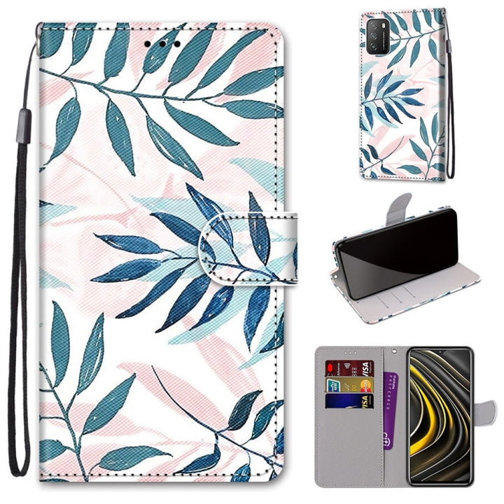 Coloured Drawing Cross Texture Horizontal Flip PU Leather Case with Holder & Card Slots & Wallet & Lanyard, For Xiaomi Poco M3