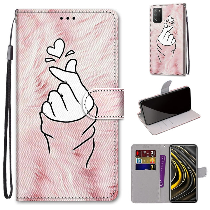 Coloured Drawing Cross Texture Horizontal Flip PU Leather Case with Holder & Card Slots & Wallet & Lanyard, For Xiaomi Poco M3