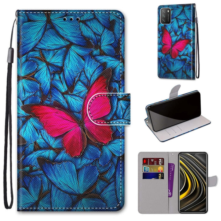 Coloured Drawing Cross Texture Horizontal Flip PU Leather Case with Holder & Card Slots & Wallet & Lanyard, For Xiaomi Poco M3