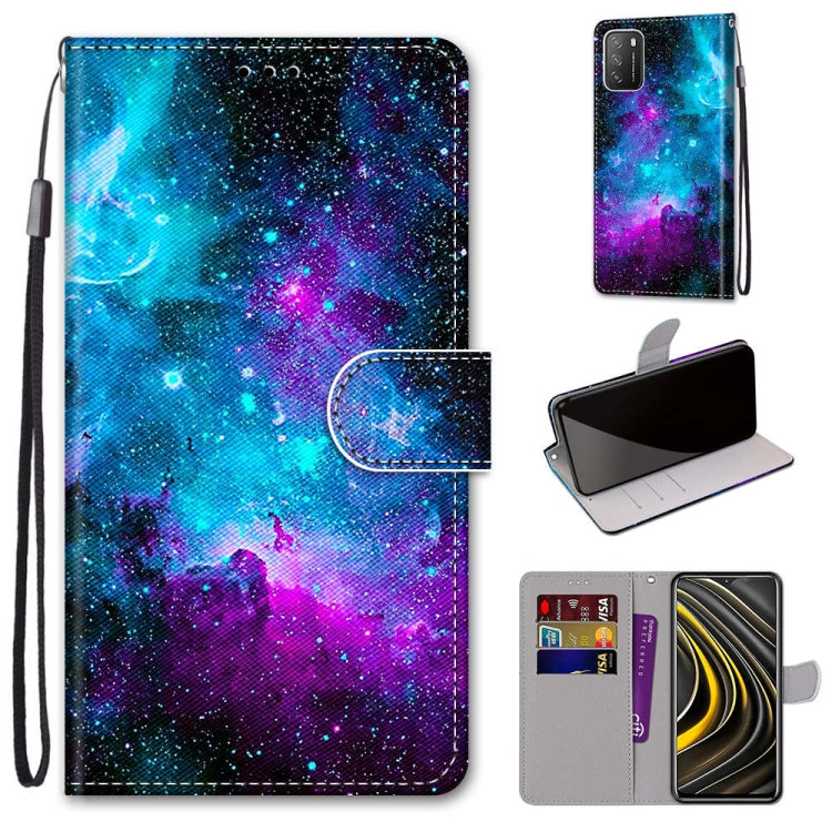 Coloured Drawing Cross Texture Horizontal Flip PU Leather Case with Holder & Card Slots & Wallet & Lanyard, For Xiaomi Poco M3