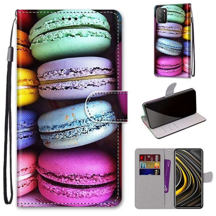 Coloured Drawing Cross Texture Horizontal Flip PU Leather Case with Holder & Card Slots & Wallet & Lanyard, For Xiaomi Poco M3