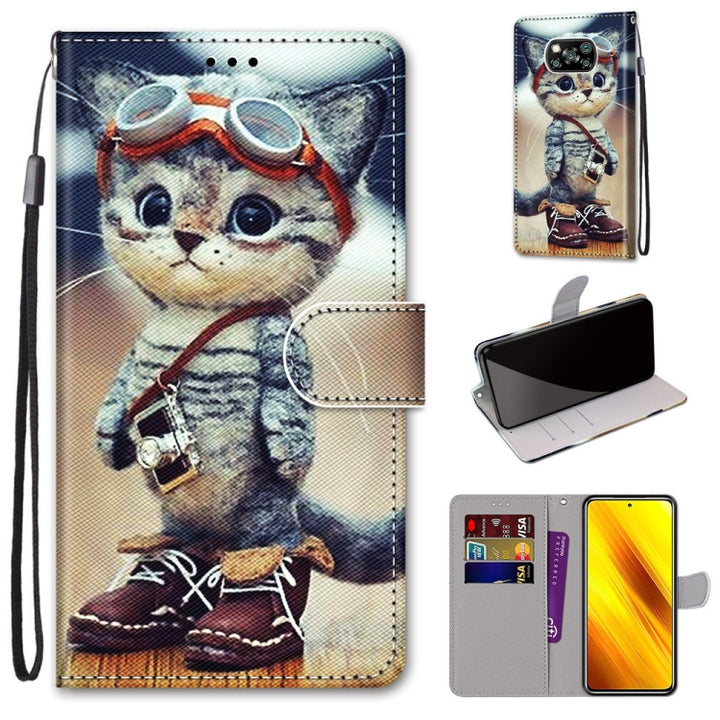 Coloured Drawing Cross Texture Horizontal Flip PU Leather Case with Holder & Card Slots & Wallet & Lanyard, For Xiaomi Poco X3 NPC