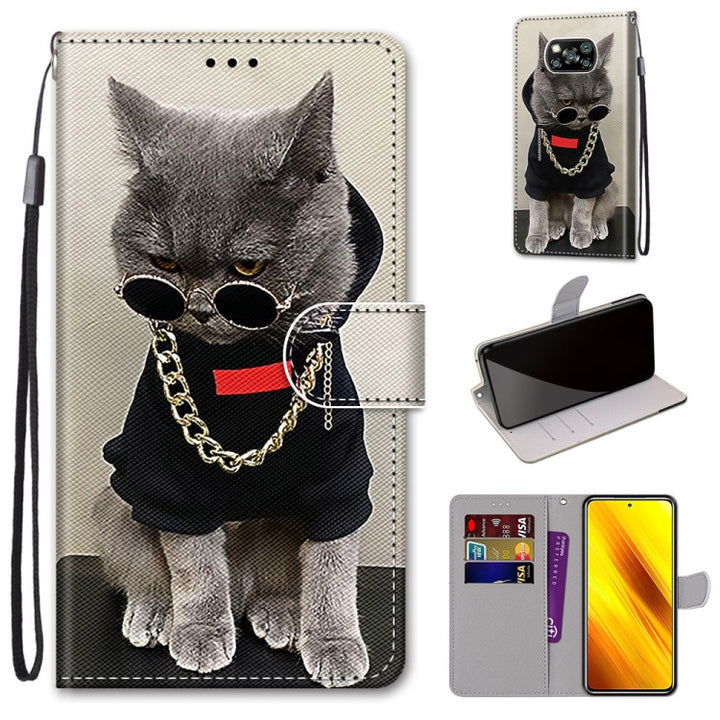 Coloured Drawing Cross Texture Horizontal Flip PU Leather Case with Holder & Card Slots & Wallet & Lanyard, For Xiaomi Poco X3 NPC