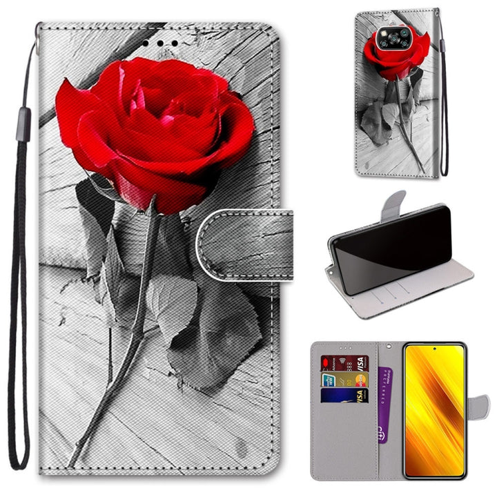 Coloured Drawing Cross Texture Horizontal Flip PU Leather Case with Holder & Card Slots & Wallet & Lanyard, For Xiaomi Poco X3 NPC