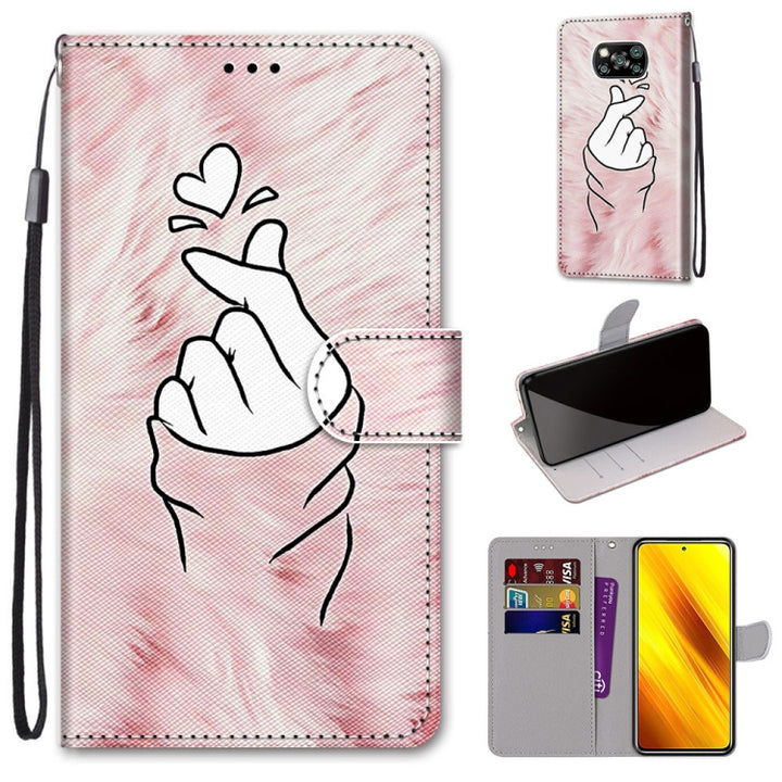 Coloured Drawing Cross Texture Horizontal Flip PU Leather Case with Holder & Card Slots & Wallet & Lanyard, For Xiaomi Poco X3 NPC