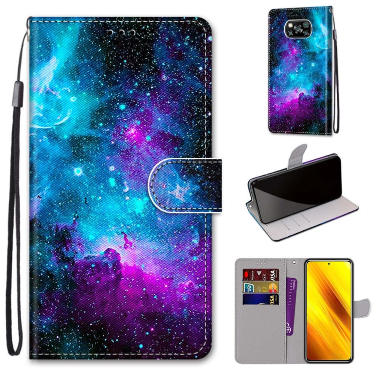 Coloured Drawing Cross Texture Horizontal Flip PU Leather Case with Holder & Card Slots & Wallet & Lanyard, For Xiaomi Poco X3 NPC