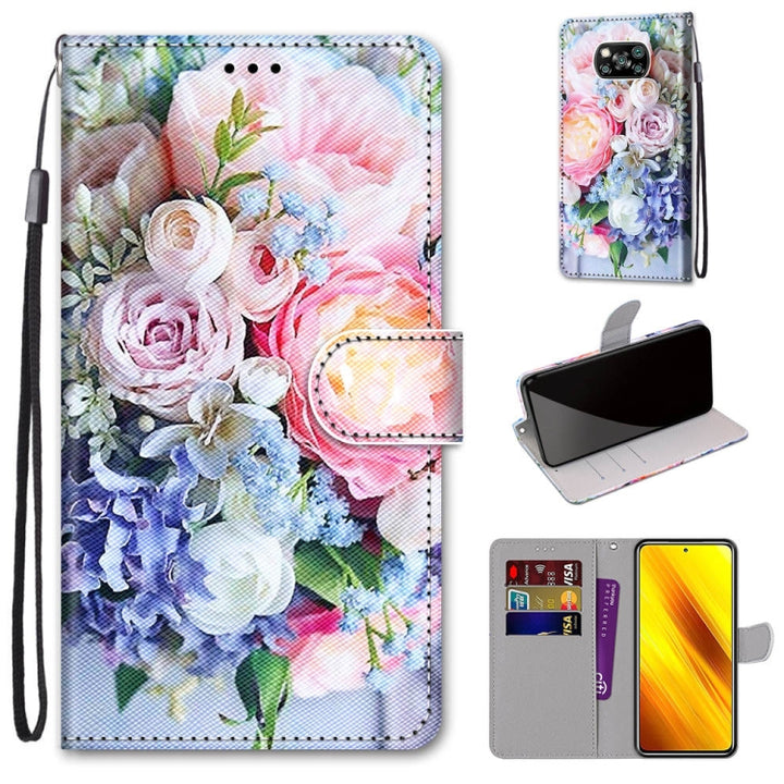 Coloured Drawing Cross Texture Horizontal Flip PU Leather Case with Holder & Card Slots & Wallet & Lanyard, For Xiaomi Poco X3 NPC