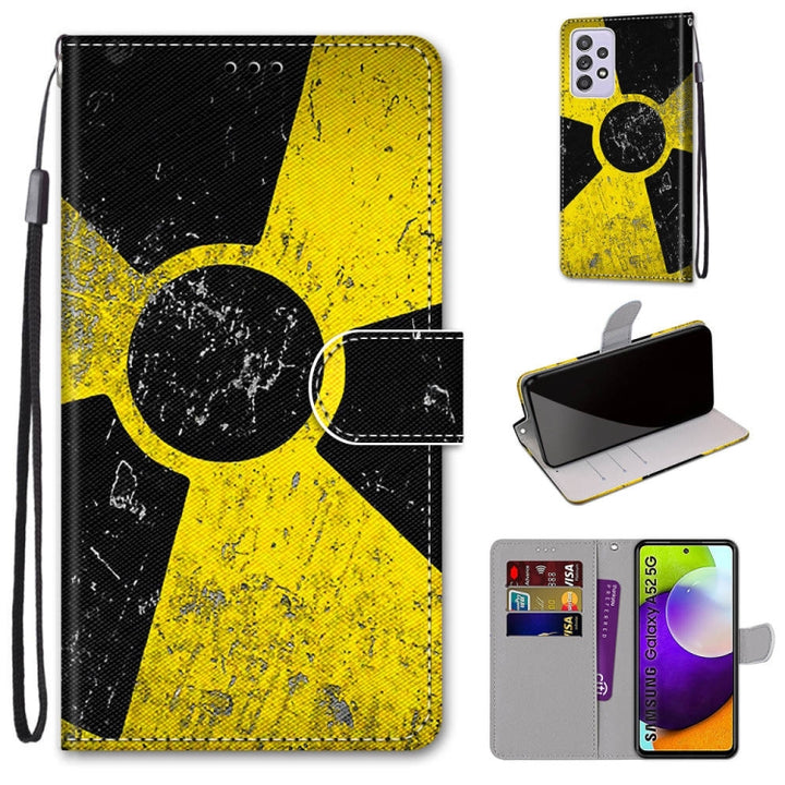 Coloured Drawing Cross Texture Horizontal Flip PU Leather Case with Holder & Card Slots & Wallet & Lanyard, For Samsung Galaxy A52 5G