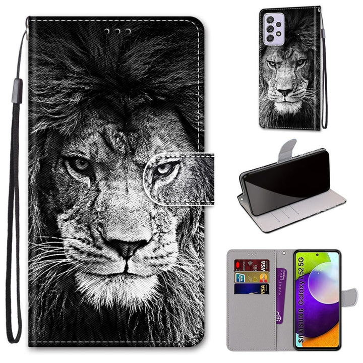 Coloured Drawing Cross Texture Horizontal Flip PU Leather Case with Holder & Card Slots & Wallet & Lanyard, For Samsung Galaxy A52 5G