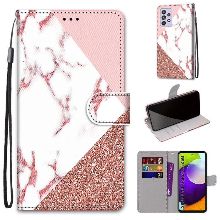 Coloured Drawing Cross Texture Horizontal Flip PU Leather Case with Holder & Card Slots & Wallet & Lanyard, For Samsung Galaxy A52 5G