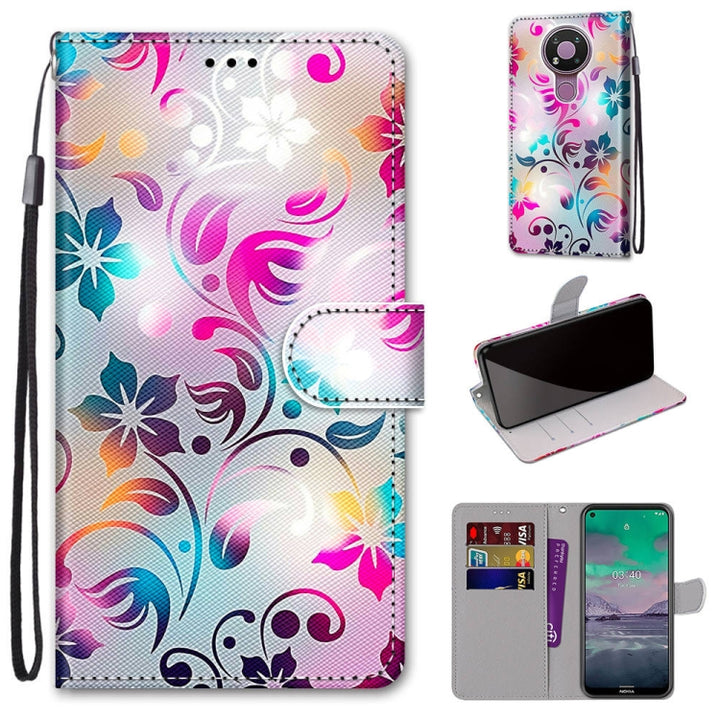 Coloured Drawing Cross Texture Horizontal Flip PU Leather Case with Holder & Card Slots & Wallet & Lanyard, For Nokia 3.4