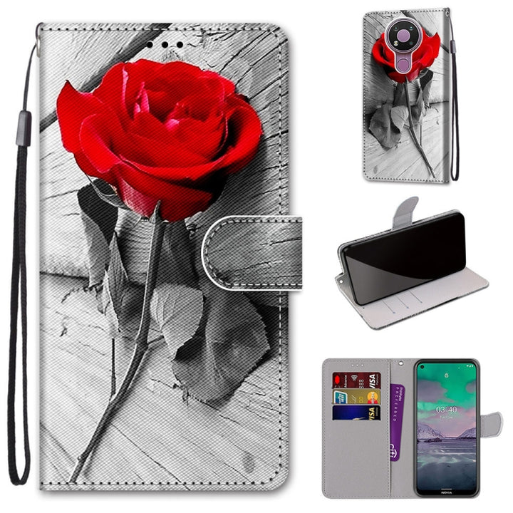 Coloured Drawing Cross Texture Horizontal Flip PU Leather Case with Holder & Card Slots & Wallet & Lanyard, For Nokia 3.4