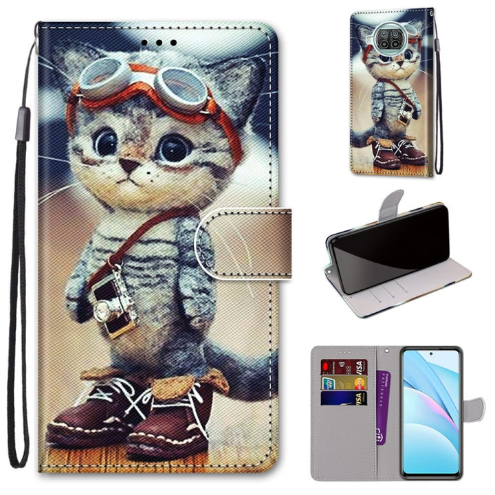 Coloured Drawing Cross Texture Horizontal Flip PU Leather Case with Holder & Card Slots & Wallet & Lanyard, For Xiaomi Mi 10T Lite