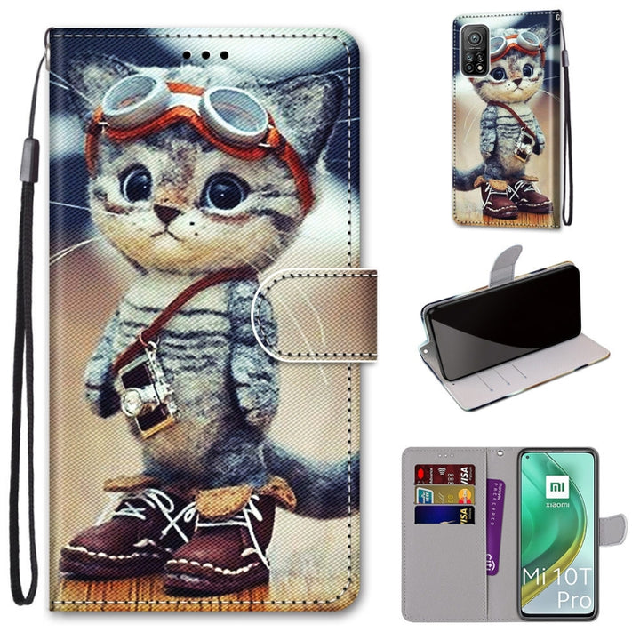 Coloured Drawing Cross Texture Horizontal Flip PU Leather Case with Holder & Card Slots & Wallet & Lanyard, For Xiaomi Mi 10T Pro / 10T / K30s