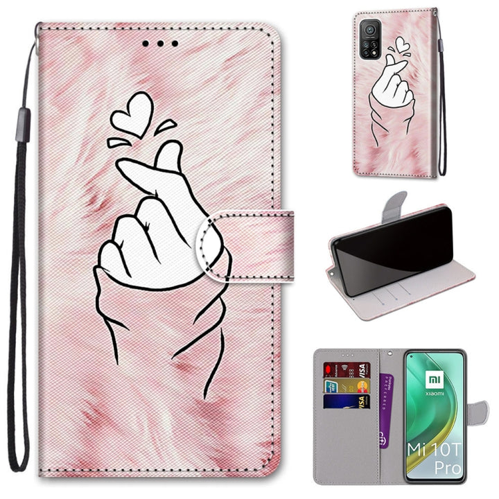 Coloured Drawing Cross Texture Horizontal Flip PU Leather Case with Holder & Card Slots & Wallet & Lanyard, For Xiaomi Mi 10T Pro / 10T / K30s