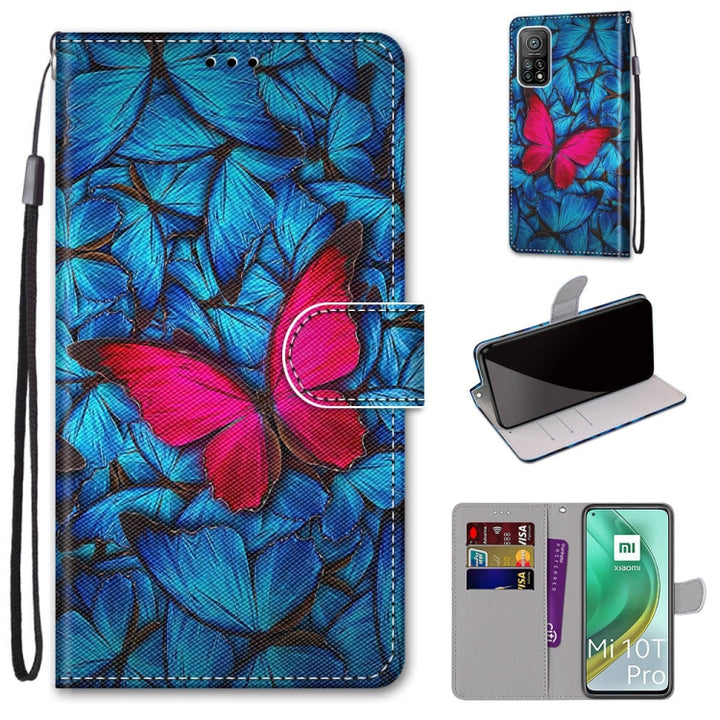 Coloured Drawing Cross Texture Horizontal Flip PU Leather Case with Holder & Card Slots & Wallet & Lanyard, For Xiaomi Mi 10T Pro / 10T / K30s