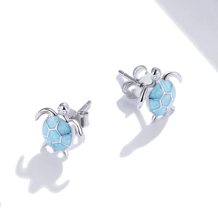 S925 Sterling Silver Blue Turtle Women Earrings, Turtle