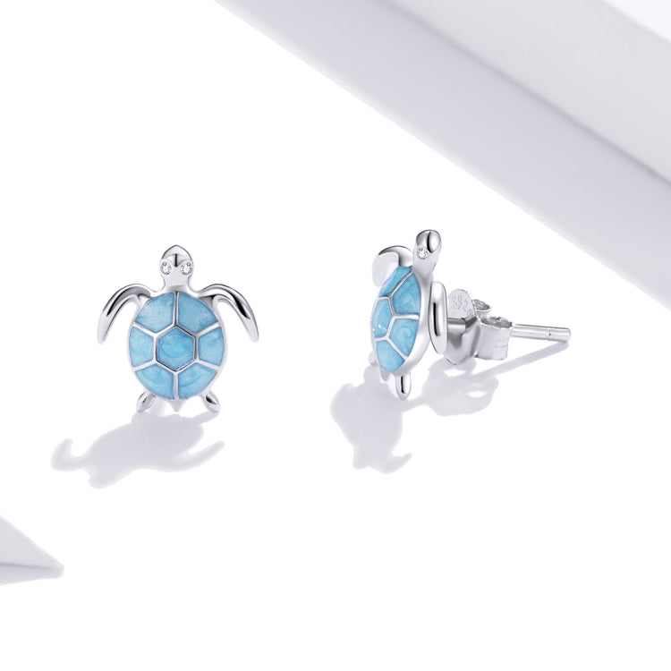 S925 Sterling Silver Blue Turtle Women Earrings, Turtle