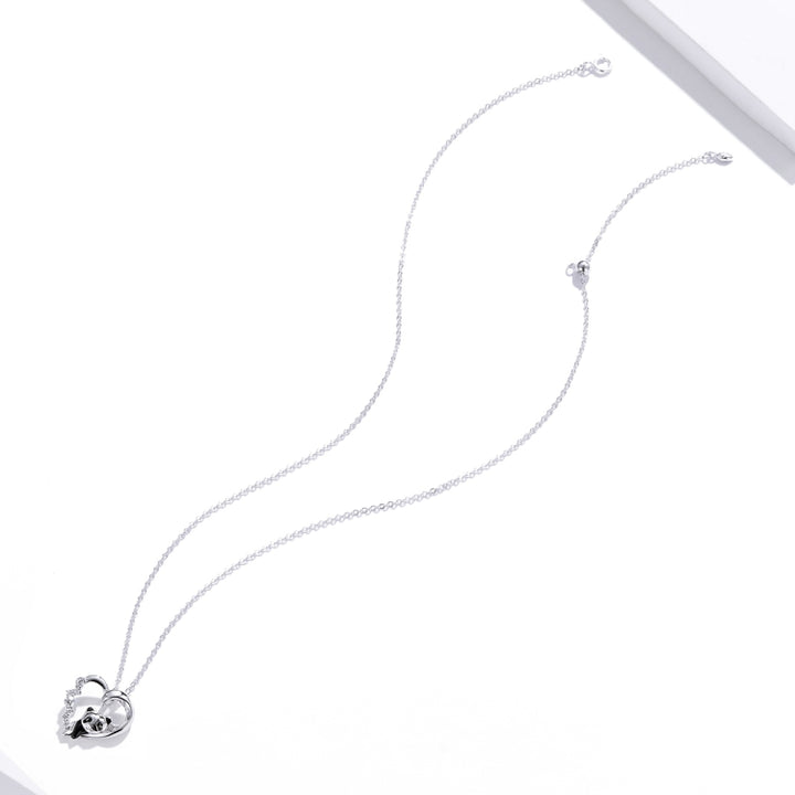 S925 Sterling Silver Heart-shaped Panda Women Nacklace Jewelry, Panda